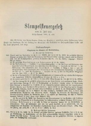 Stempelsteuergesetz vom 31. Juli 1895.
