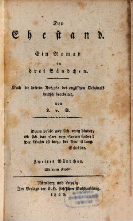 Der Ehestand : ein Roman in drei Bändchen, 2