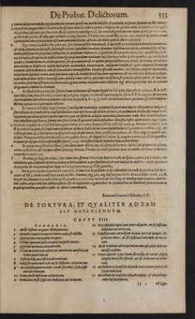 De Tortura, Et Qualiter Ad Eam Sit Deveniendum. Caput. XIII.