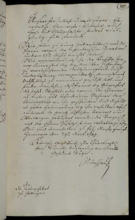 Ermahnung des Professors Gesner zur Wiederaufnahme des Kontakts mit Uffenbach.