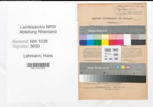 Entnazifizierung Hans Lehmann , geb. 18.02.1912 (Kaufmann)