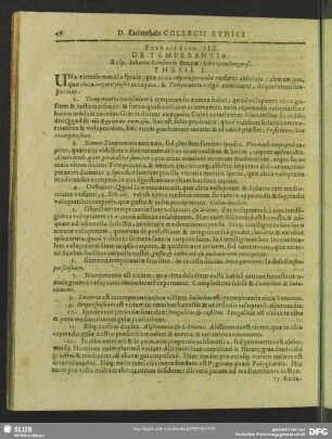 Exercitatio IIX. De Temperantia. Resp. Johanne Reinhardo Hetgen, Schweinsburgensi
