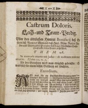 [Discursus XXVI.] Castrum Doloris. Leich- und Traur-Predig