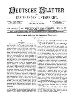 Die formalen Aufgaben des deutschen Unterrichts : (Fortsetzung)