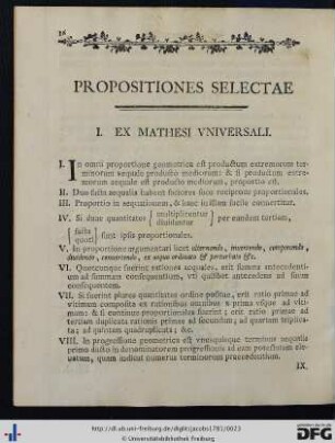 Propositiones Selectae.