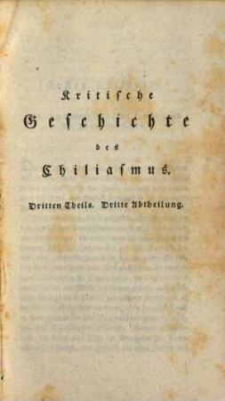 Kritische Geschichte des Chiliasmus, 3,2
