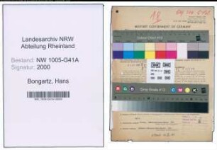 Entnazifizierung Hans Bongartz , geb. 21.05.1914 (Kriminalbeamter)