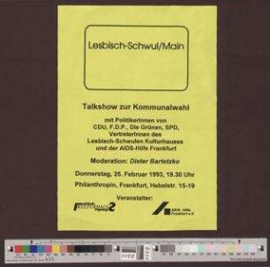 Lesbisch-Schwul/Main : Talkshow zur Kommunalwahl
