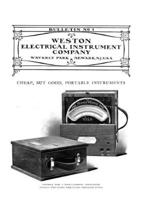 Weston Electrical Instrument Company, Waverly Park, Newark, N.J., U.S.A., Bulletin No 1