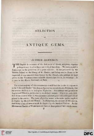Selection of antique gems. Jupiter Aegiochus