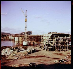 Breisach: Bau der Rheinbrücke, westlicher Brückenkopf