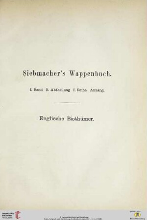 Bd. I.5. Anhang: Englische Bisthümer