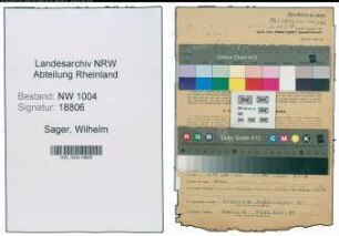 Entnazifizierung Wilhelm Sager , geb. 19.11.1904 (Schuhmacher)