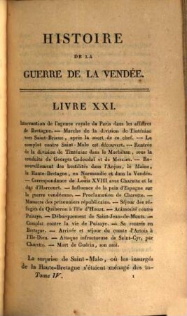 Histoire de la guerre de la Vendée ou tableau des guerres civiles de l'ouest : depuis 1792 jusqu'en 1815, comprenant l'histoire secrète du parti royaliste jusqu'au rétablissiment des Bourbons. 4