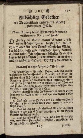 Andächtige Gebether der Bruderschaft unsers am Kreuz sterbenden Jesu