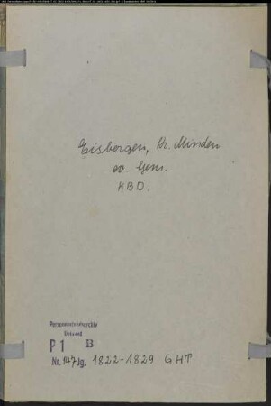 Kirchenbuchduplikat der evangelischen Gemeinde Eisbergen, Kreis Minden (GHT 1822-1829). (Gemeinde: Evangelische Gemeinde Eisbergen)