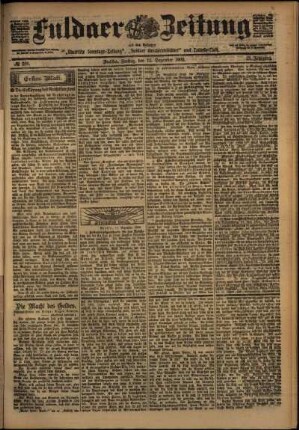 Erste Ausgabe vom Freitag, den 12. Dezember 1902.