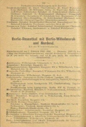 Berlin-Rosenthal mit Berlin-Wilhelmsruh und Nordend