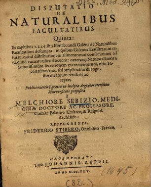 Disputatio De Naturalibus Facultatibus ..., 5
