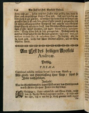 640-652, Am Fest des heiligen Apostels Andreae. Predig