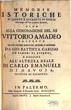 Memorie istoriche di ... Sicilia, 1