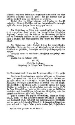 Präparandenbildung im Regierungsbezirk Liegnitz : [III. Seminarien, Bildung der Lehrer und deren persönliche Verhältnisse]