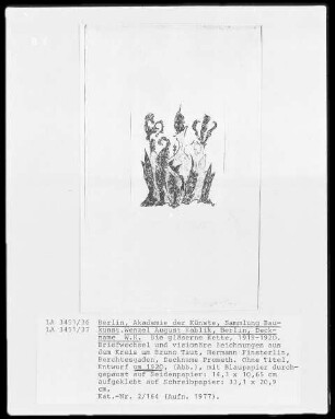 Die gläserne Kette, 1919-1920. Briefwechsel und visionäre Zeichnung aus dem Kreis um Bruno Taut, Hermann Finsterlin, Berchtesgaden, Deckname Prometh. Ohne Titel.