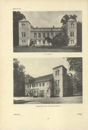 Schloss. Hauptfront. Linke mit altem Mittelbau. Tegel