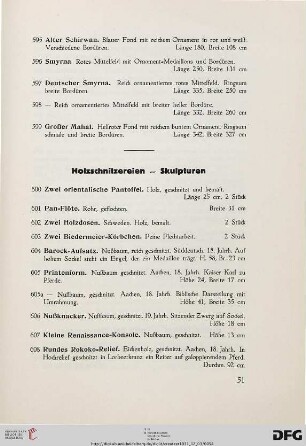 Holzschnitzereien – Skulpturen (Nr. 600-615)