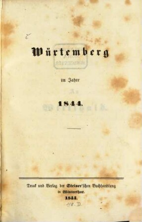 Würtemberg im Jahre 1844