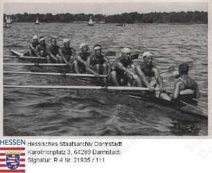 Berlin, 1936 / XI. Olympische Sommerspiele / Italienischer Achter beim Training / Sammelwerk 'Olympia 1936 - Band II' Nr. 14, Bild Nr. 112, Gruppe 61