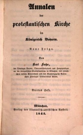 Annalen der Protestantischen Kirche im Königreich Bayern. 4, 4. 1843