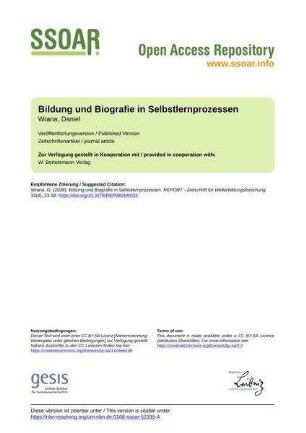 Bildung und Biografie in Selbstlernprozessen