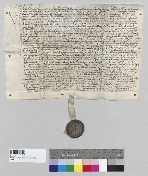 Georg von Preysing zu Kopfsberg stiftet dem Kloster Seligenthal einen Rhein. Gulden jährliche Gült aus dem Hof zu Harham (Harheim) in der Pfarrei Reichenkirchen im Pfleggericht Erding. S: Georg von Preysing zu Kopfsberg