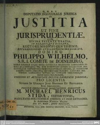 Disputatio Inauguralis Iuridica De Iustitia Ut Fine Iurisprudentiae