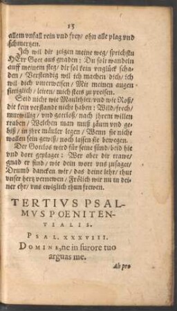 Tertius Psalmus Poenitentialis.