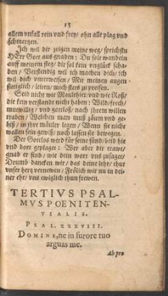 Tertius Psalmus Poenitentialis.
