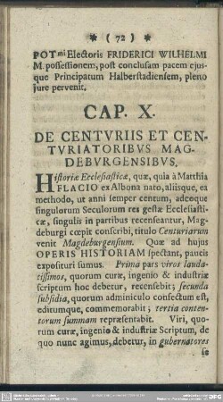 Cap. X. De Centuriis Et Centuriatoribus Magdeburgensibus