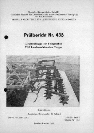 Drahtwälzegge für Feingrubber
