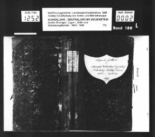 Lager- und Gültbuch über das Amt Ingelfingen, renoviert durch Georg Friedrich Koch: Scheurachshof, Schönbronn, Kocherstein, Lipfersberg, Bobachshof, Bühlhof, Niedernhall und Nagelsberg.