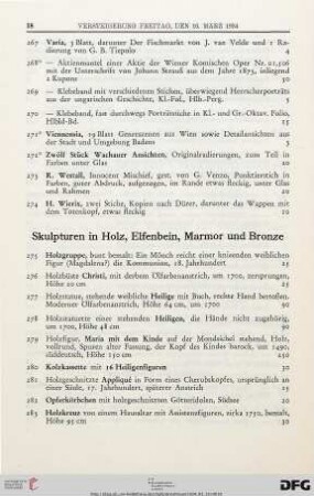 Skulpturen in Holz, Elfenbein, Marmor und Bronze (Nr. 275-327)