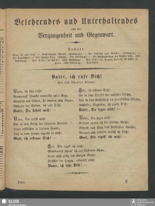 Belehrendes und Unterhaltendes aus der Vergangenheit und Gegenwart