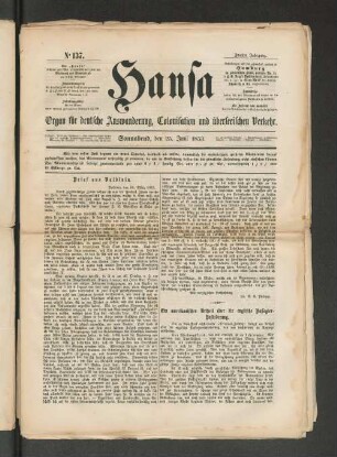 No. 137. Sonnabend, den 25. Juni 1853.