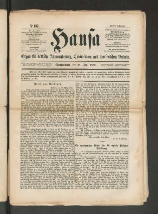 No. 137. Sonnabend, den 25. Juni 1853.