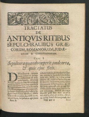 Tractatus De Antiquis Ritibus Sepulchralibus Graecorum, Romanorum, Judaeorum & Christianorum.