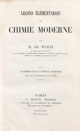 Leçons élémentaires de chimie moderne