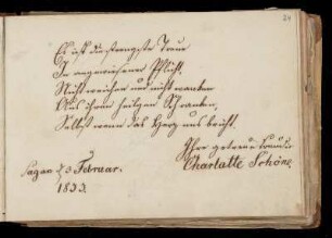 Eintrag (Sagan, 03.02.1833) von Charlotte Schöne