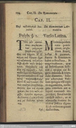 Cap. II. De Romanorum Armatura