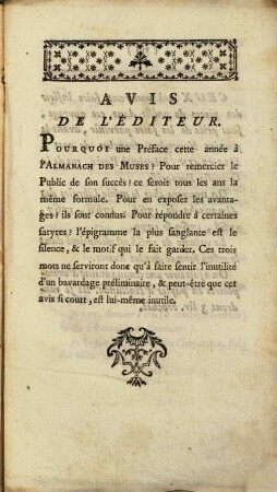 Almanach des muses : ou choix des poésies fugitives. 1771