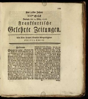 XXItes Stück Freytags, den 14. März, 1766. - XXXtes Stück Freytags, den 18. April, 1766.